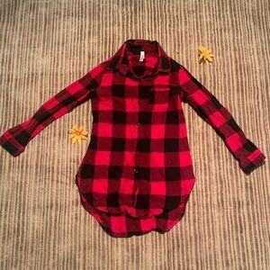 Xhilaration Red and Black Plaid Button Down Shirt